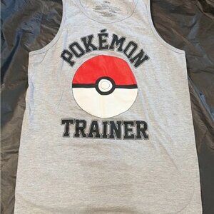 MAD Engine Grey Pokémon Trainer Graphic Tank Top with Black Print